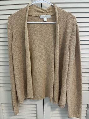 Lilly Pulitzer Tan & Gold Open-Front Knit Cardigan Sweater